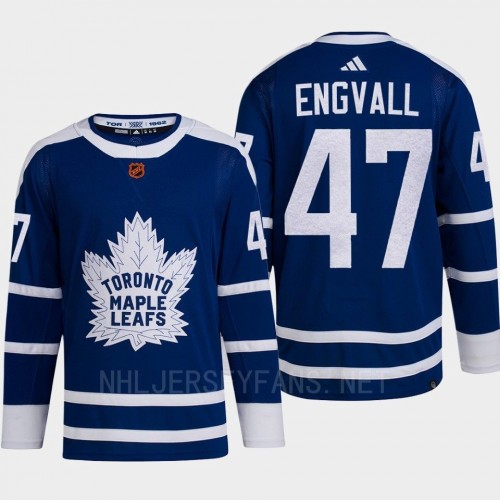 Mens Toronto Maple Leafs #47 Pierre Engvall Blue 2022 Reverse Retro Primegreen Jersey Mens Toronto Maple Leafs #47 Pierre Engvall Blue 2022 Reverse Retro Primegreen Jersey